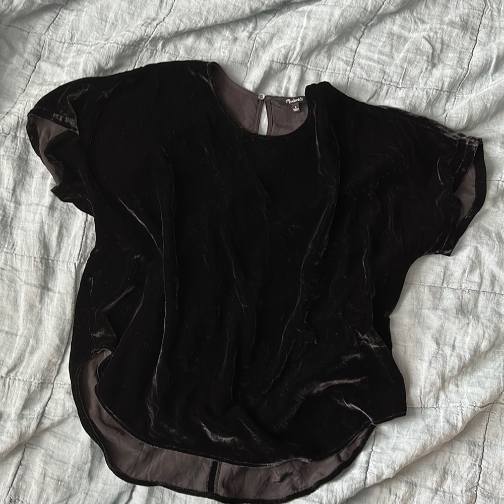Madewell black velvet top szM